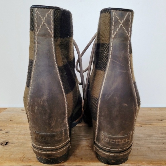 Sorel PDX Wedge Olive Green Buffalo Plaid Lace Up Boot - Picture 5 of 15